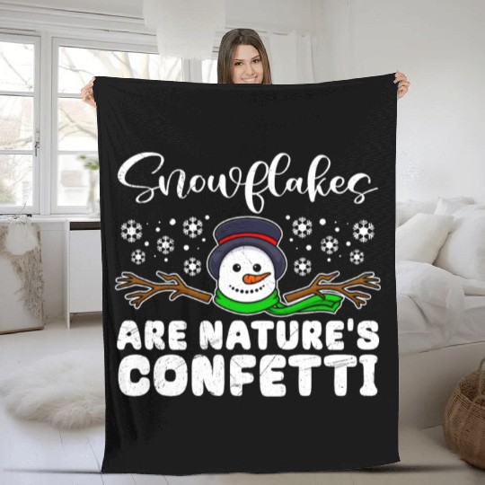 Snowman Snowflakes are Natures Confetti Fleece Blankets