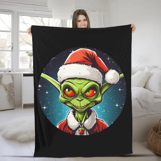 Alien Christmas Fleece Blankets
