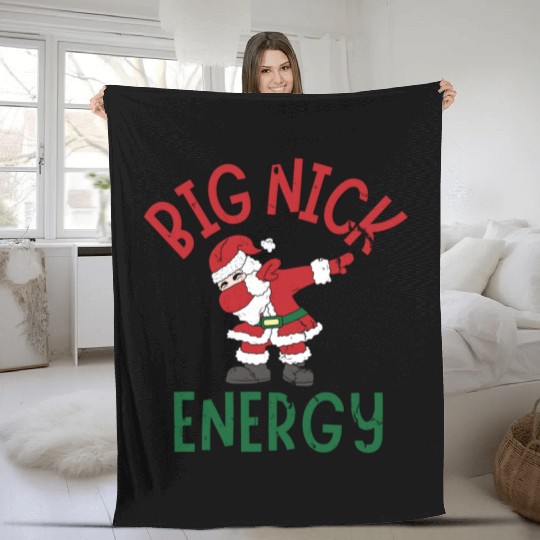 Big Nick Energy Christmas Dabbing Santa Claus Fleece Blankets