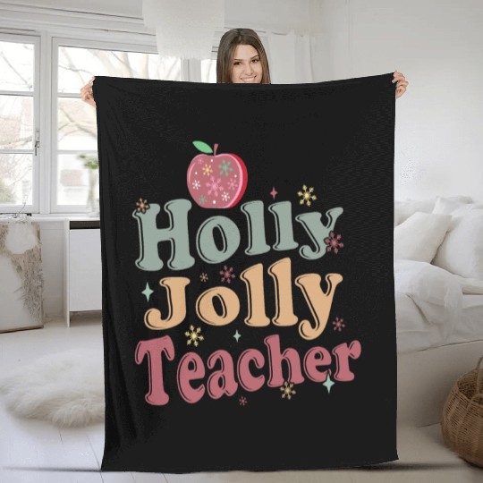 Holly Jolly Teacher Fleece Blankets