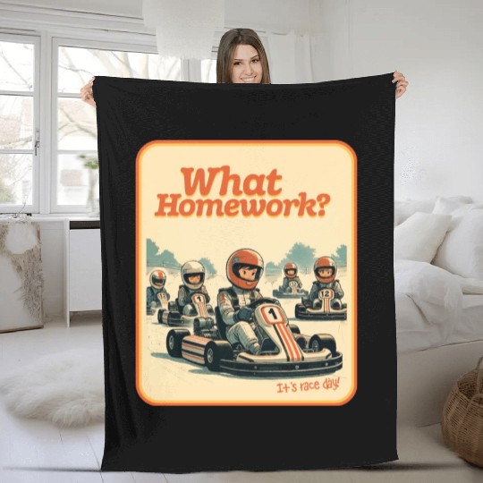 What Homework? It’s Race Day! Fleece Blankets