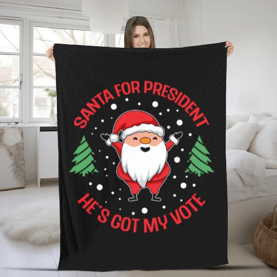 Santa For President Christmas Tree Voting Voter Fleece Blankets
