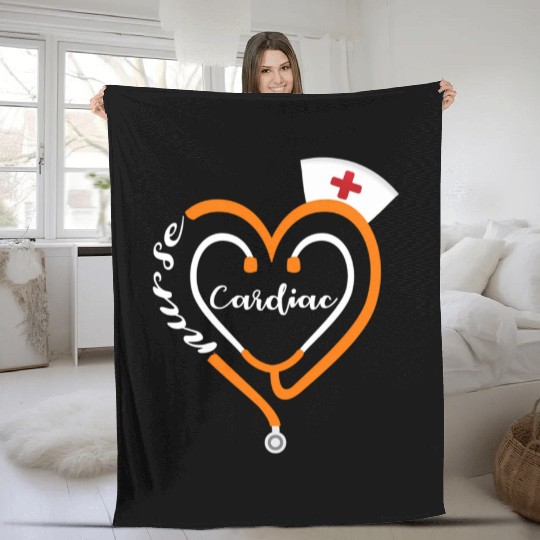 Cardiac Nurse Halloween Stethoscope He Rn Fleece Blankets