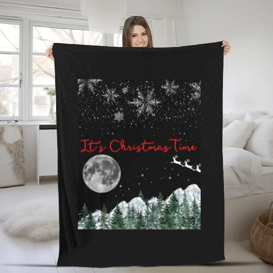 It s Christmas Time 3 1 black Fleece Blankets