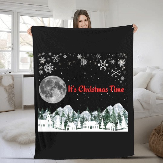 It s Christmas Time 3 3 black Fleece Blankets