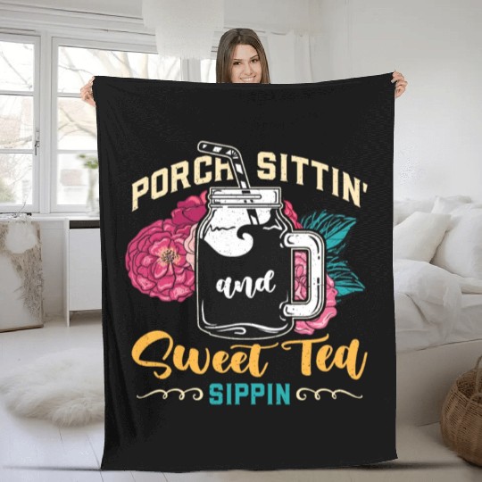 Sweet Tea Porch Sittin' And Sweet Southern Food Fleece Blankets