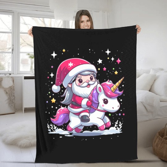 Santa Claus and Unicorn Fleece Blankets