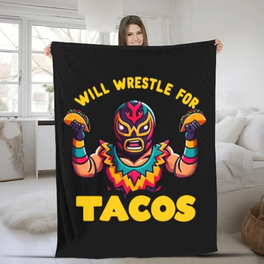 Mexican Wrestling Wrestler Lucha Libre Taco Mexico Fleece Blankets