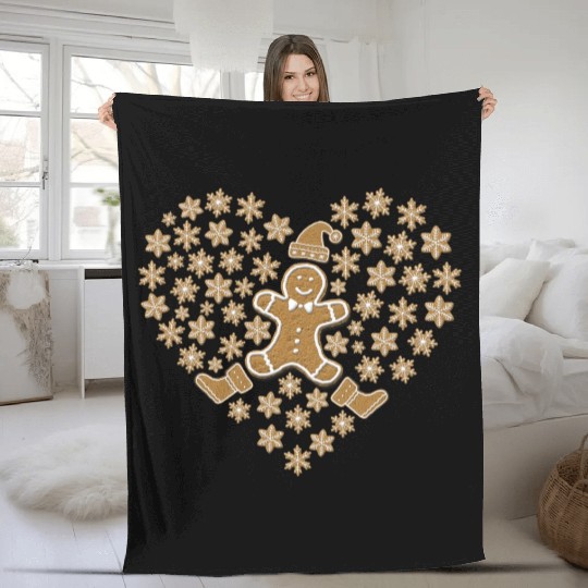 Gingerbread Heart, Funny Ginger Bread Lover Fleece Blankets