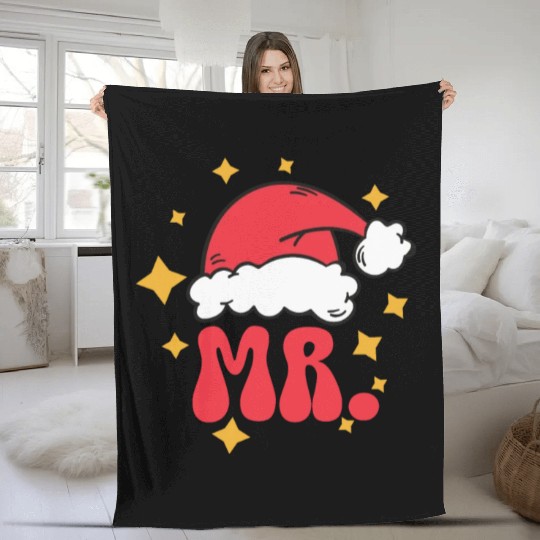 Mr And Mrs Claus Christmas Couples Matching Pajama Fleece Blankets