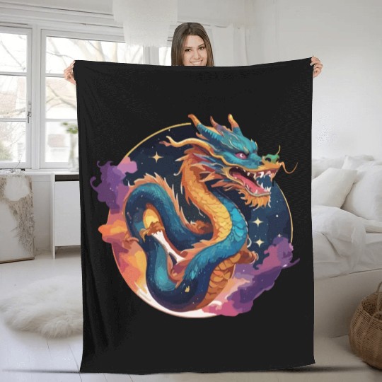 traditional Chinese dragon Fleece Blankets