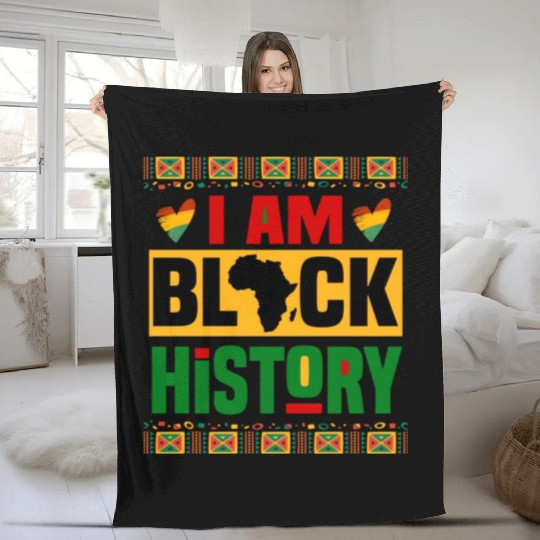 I Am Black History Fleece Blankets