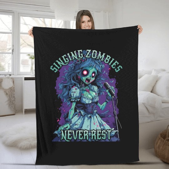 Singing Zombies Never Rest For Rockstars Zombie Fleece Blankets
