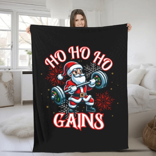 Santa Claus Christmas workout Fleece Blankets