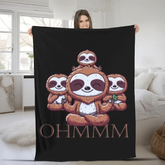 Lazy Meditation Relaxation Sloth Chillers Fleece Blankets