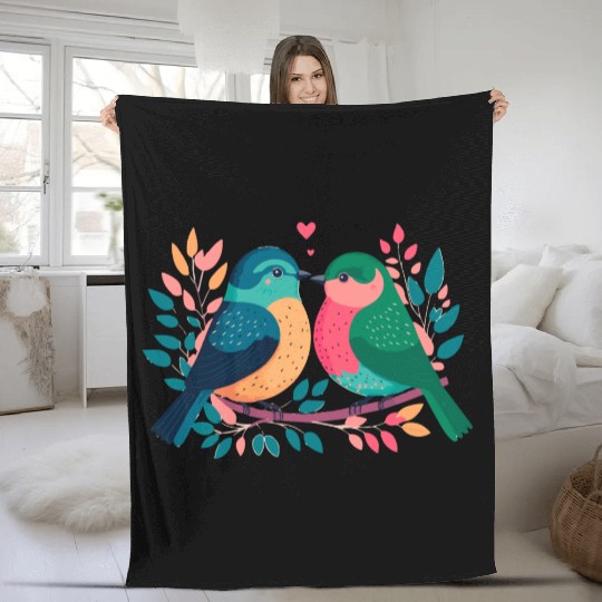 Colorful birds Fleece Blankets