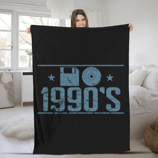 Floppy Disk and CD 1990's Retro Memory Module Fleece Blankets