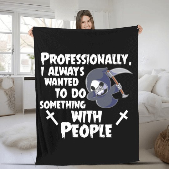 Grim Reaper Funny, Working With People Fleece Blankets
