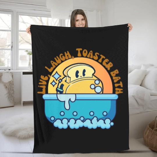 Live Laugh Toaster Bath Fleece Blankets