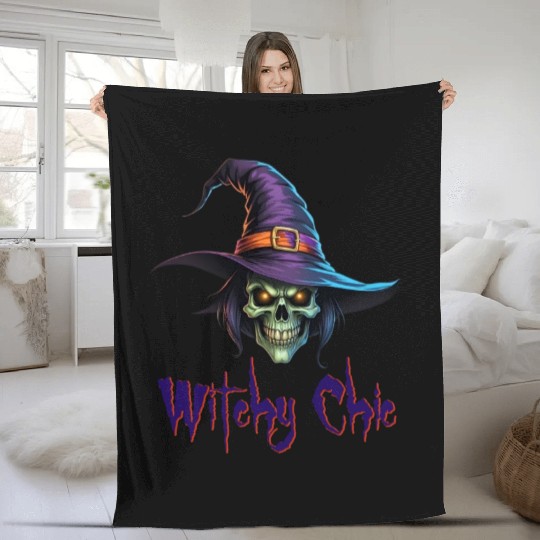 Halloween witch hat Fleece Blankets Design
