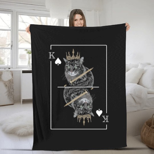 Cat Spades King Playing Card Cat Daddy Cat Mom Fleece Blankets