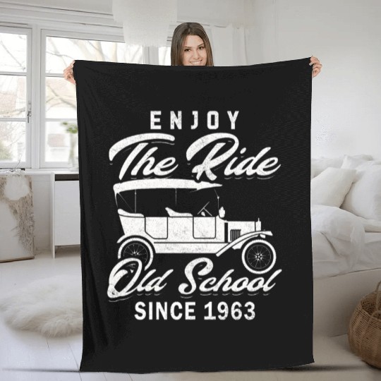 Vintage car 1963 60th birthday present men Fleece Blankets