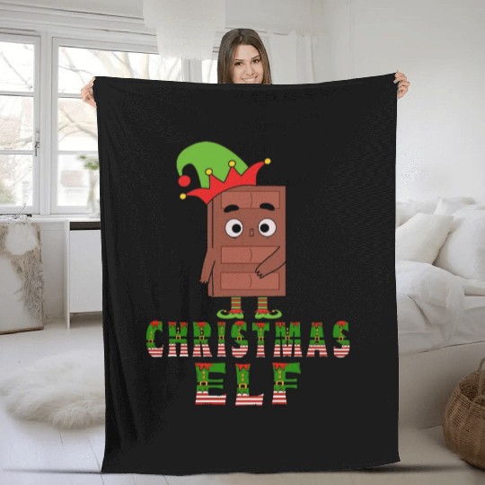 Christmas Elf Funny Choco Christmas Fleece Blankets