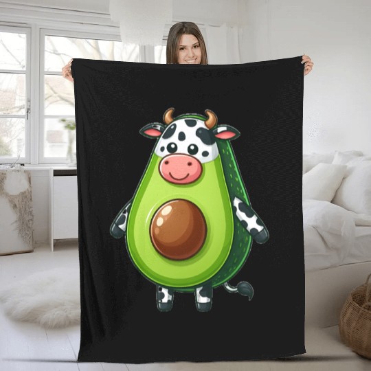Avocado cow Fleece Blankets
