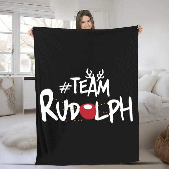 Team Rudolph Funny Christmas Reindeer Lover Meme Fleece Blankets