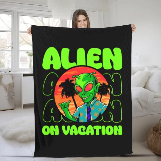 Alien, Aliens, UFO, UAP, Space Unknown Flight Fleece Blankets