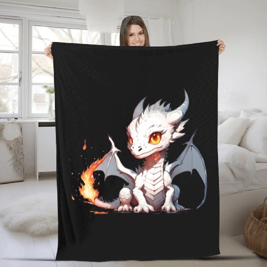Young fire dragon Fleece Blankets