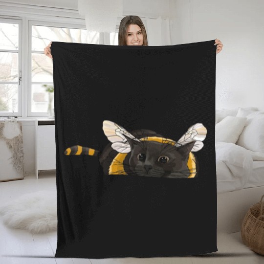 Fuzzy Little Bumblebee Kitty Fleece Blankets