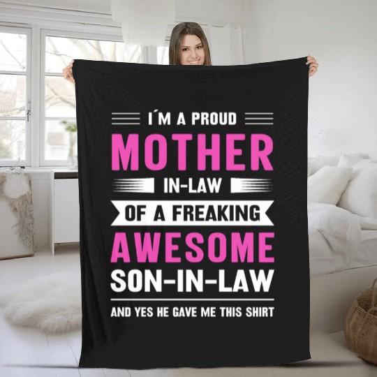 Mothers day mom son-in-law Fleece Blankets