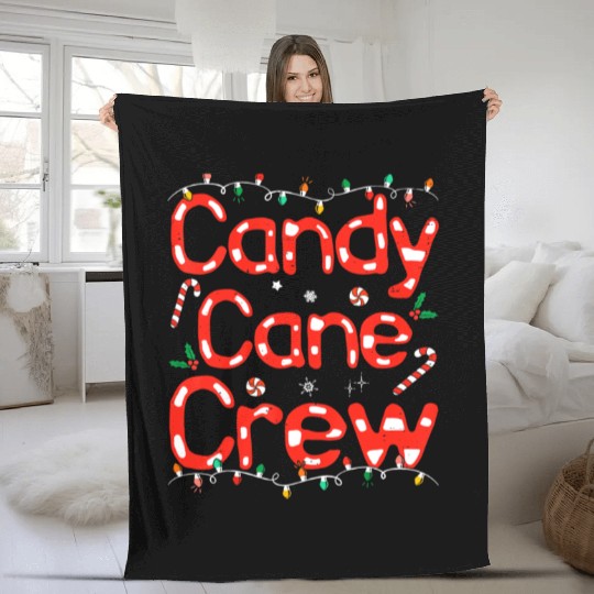 Candy Cane Crew Funny Christmas Candy Cane Lover Fleece Blankets
