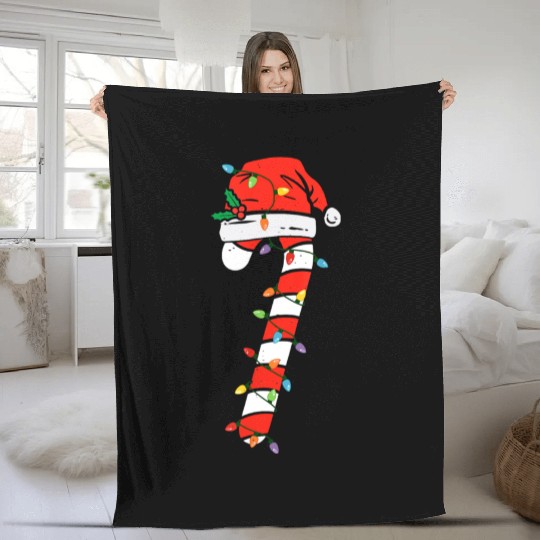 Christmas Candy Cane Santa Xmas Kids Toddler Youth Fleece Blankets