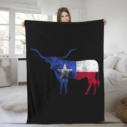 Texas Flag Texas Flag Longhorn Bull Tx Fleece Blankets