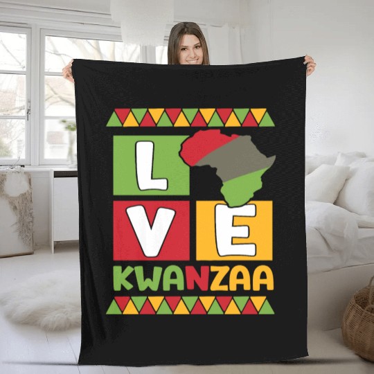 Happy Kwanzaa Vibes Black Heritage Holiday Fleece Blankets