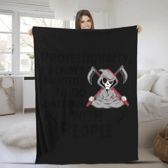 Grim Reaper Funny, Working With People Fleece Blankets