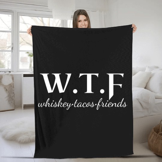 wtf whiskey, funny whiskey lover slogan Fleece Blankets