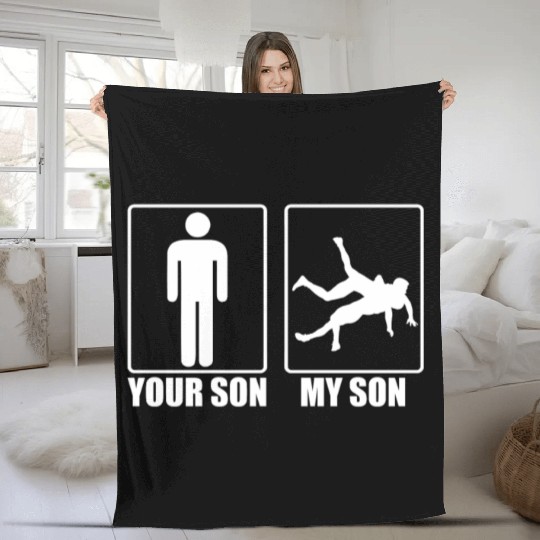 Your Son My Son Funny Wrestling Gift Wrestling Mom Fleece Blankets