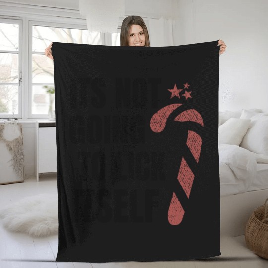 Festive Candy Cane with Stars Illustration Fleece Blankets