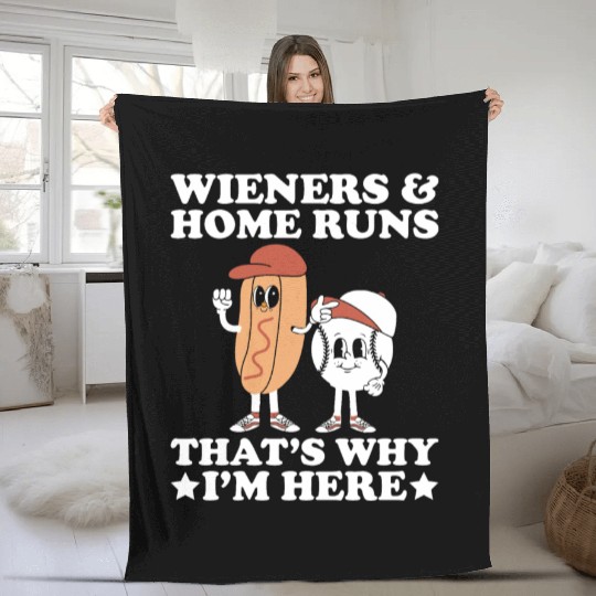 Wieners Home Runs Funny Baseball Player Fleece Blankets