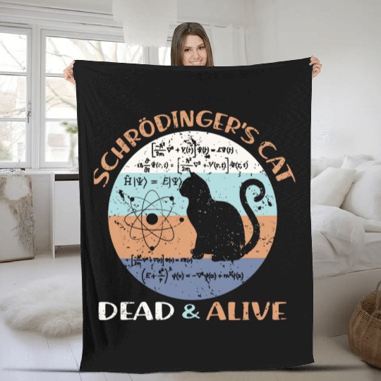 Schroedinger s Cat Physics Teacher Cat Lover Gifts Fleece Blankets