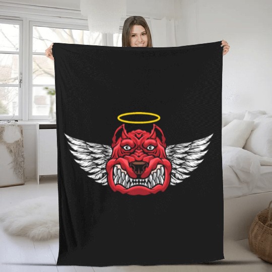 Angry Devil Dog Fleece Blankets