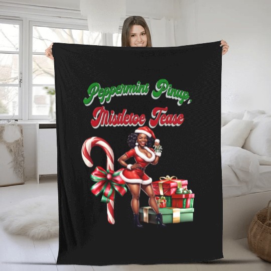 Peppermint Pinup, Mistletoe Tease Fleece Blankets