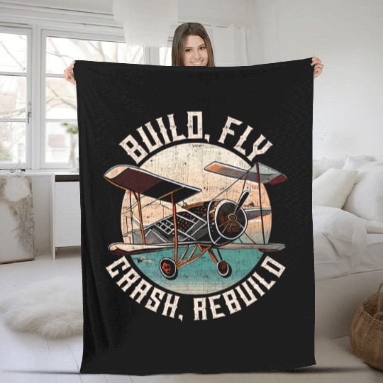 RC Plane Pilot Build Fly Crash Rebuild Fleece Blankets
