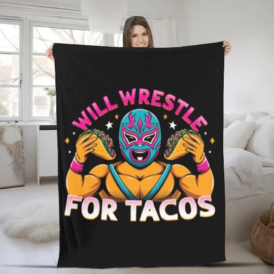 Mexican Wrestling Wrestler Lucha Libre Taco Mexico Fleece Blankets