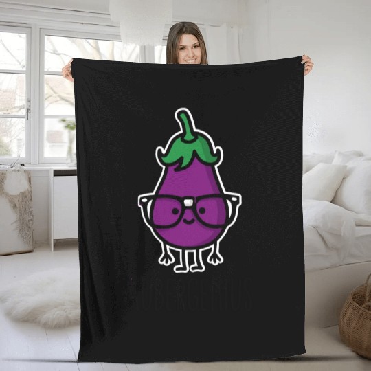 Aubergine eggplant genius Aubergenius Fleece Blankets