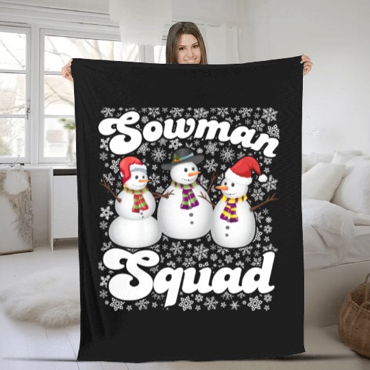 Snowmen Sowman Squad Friends X-Mas Snow Lover Fleece Blankets