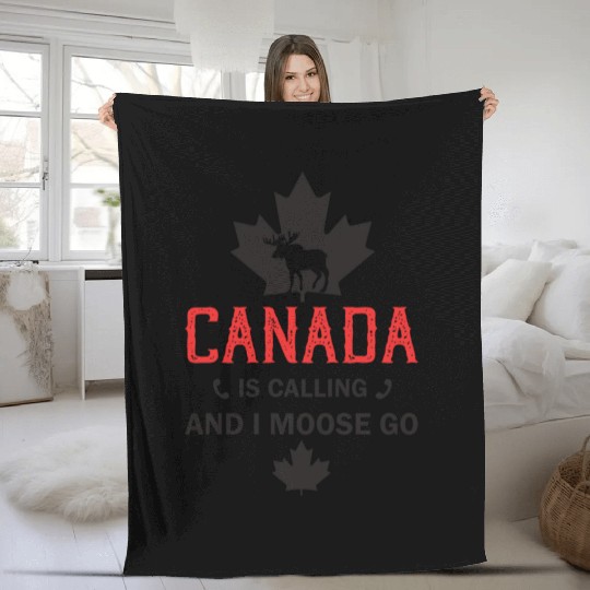 Canada Moose Canadian Flag Maple Leaf Fleece Blankets